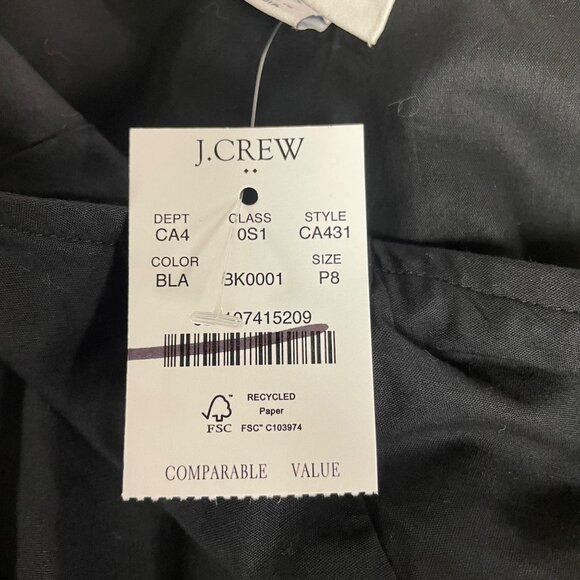 J. Crew Factory One Shoulder Ruffle Midi Dress Black Sz 8 PETITE - Picture 10 of 10